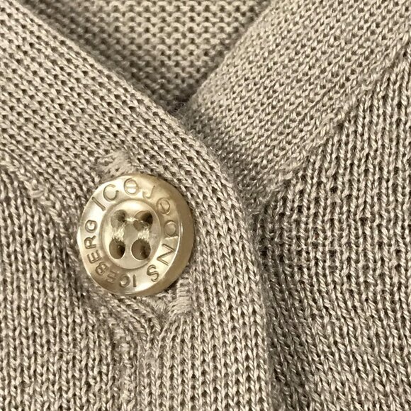 Iceberg Ice Jeans Cardigan Sweater Womens Small Beige Logo Monogram Made Italy - Picture 11 of 11